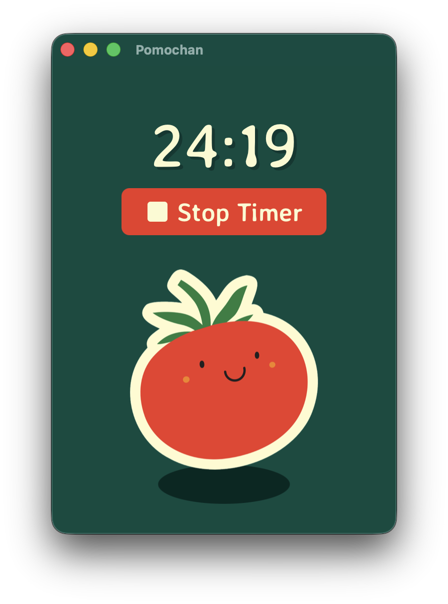 A screenshot of the Pomochan desktop app